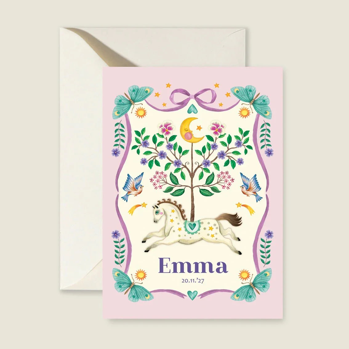 Geboortekaartje Horse And Butterflys - Story of July