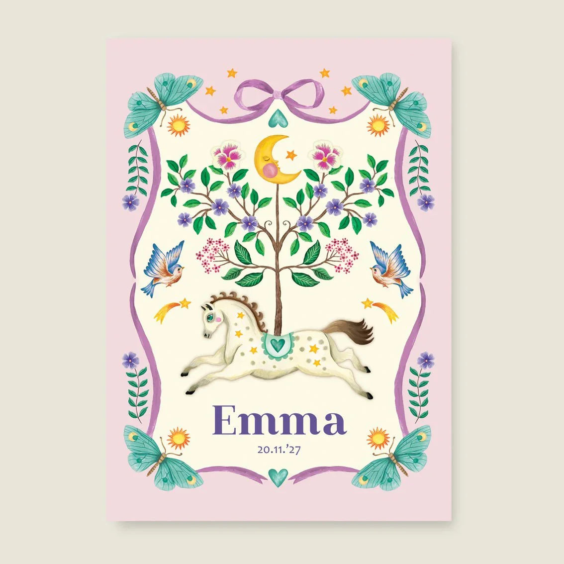 Geboortekaartje Horse And Butterflys - Story of July