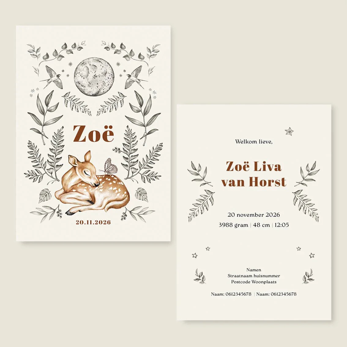 Geboortekaartje Little Dear Offwhite - Story of July