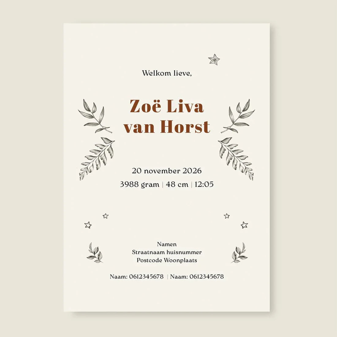 Geboortekaartje Little Dear Offwhite - Story of July