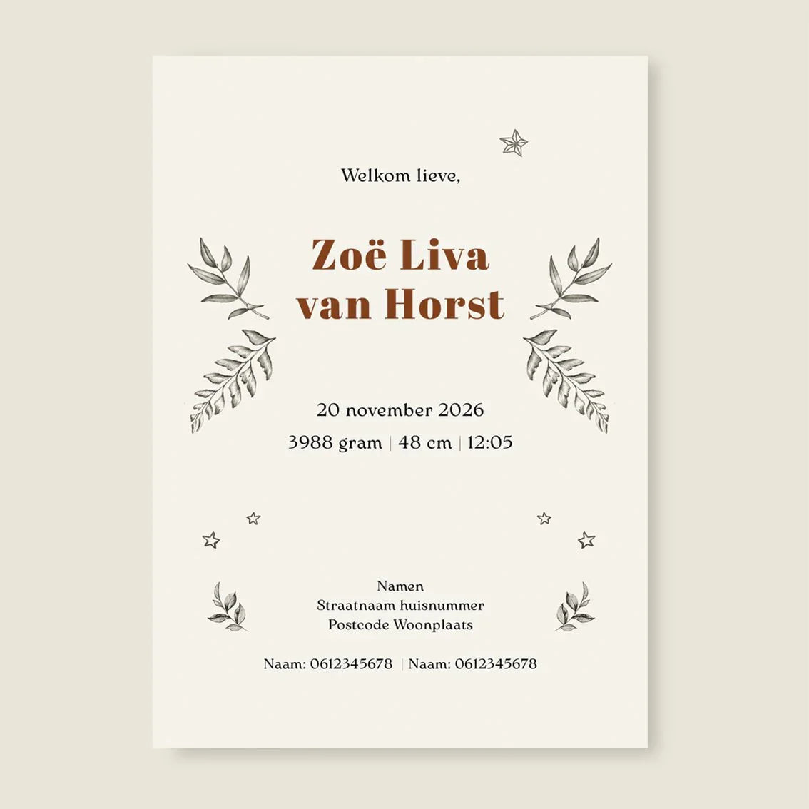 Geboortekaartje Little Dear Offwhite - Story of July