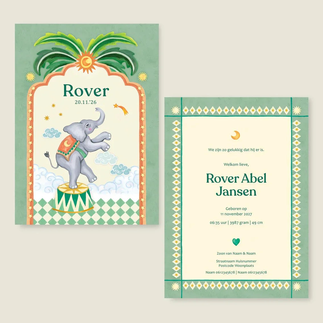 Geboortekaartje Lovely Elephant - Story of July