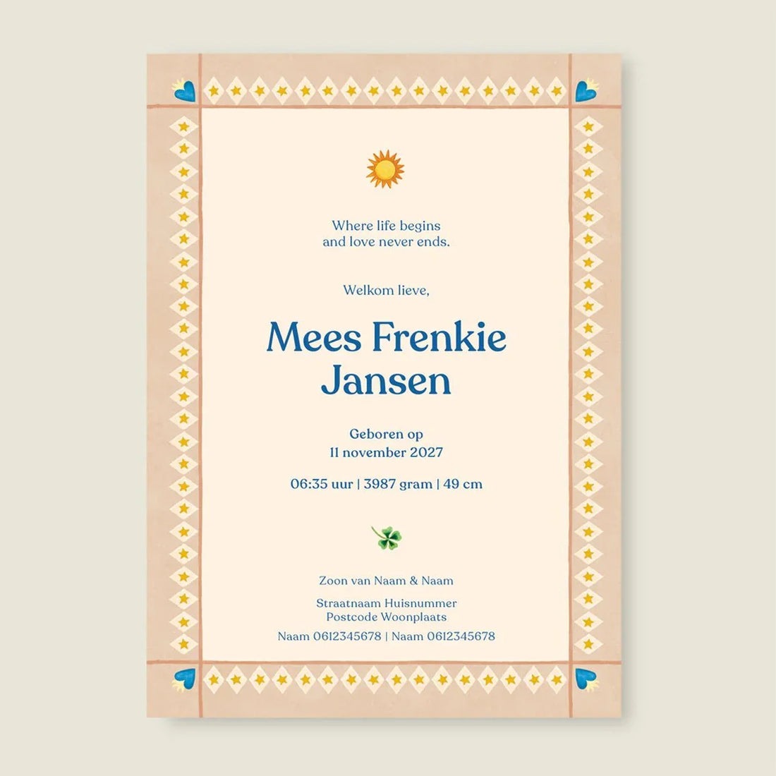 Geboortekaartje Lovely Lion Heart - Story of July