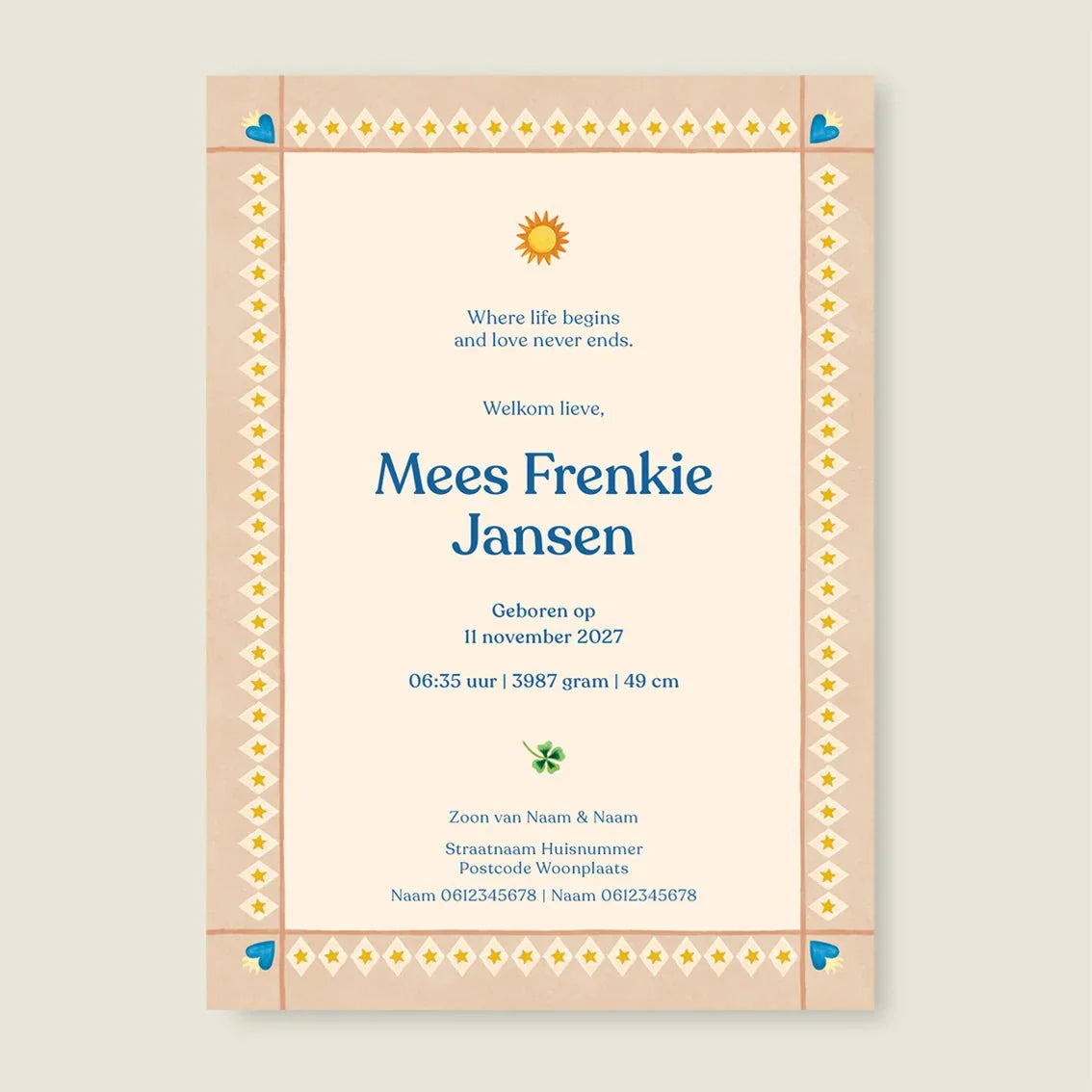 Geboortekaartje Lovely Lion Heart - Story of July