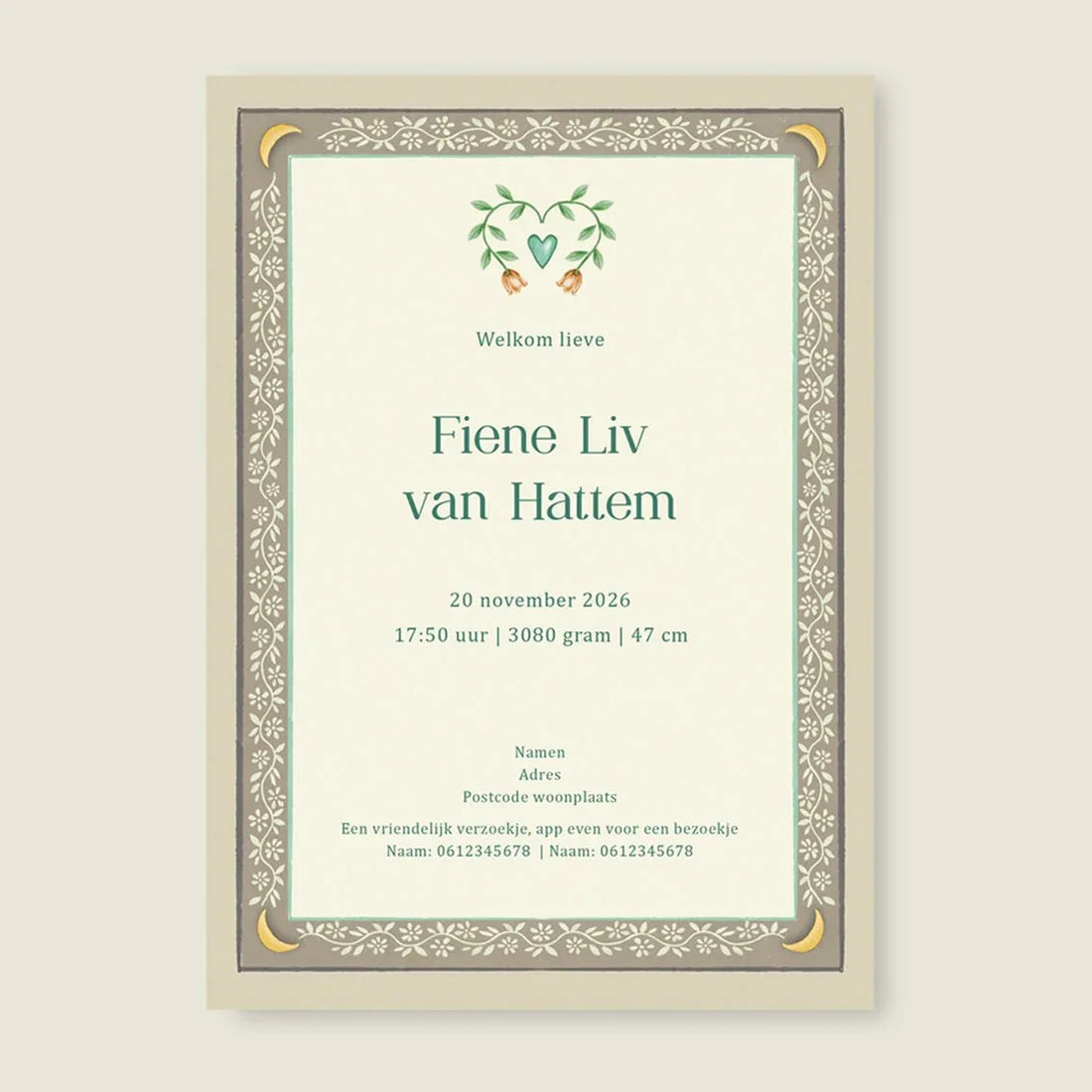 Geboortekaartje Moon Moth Offwhite - Story of July