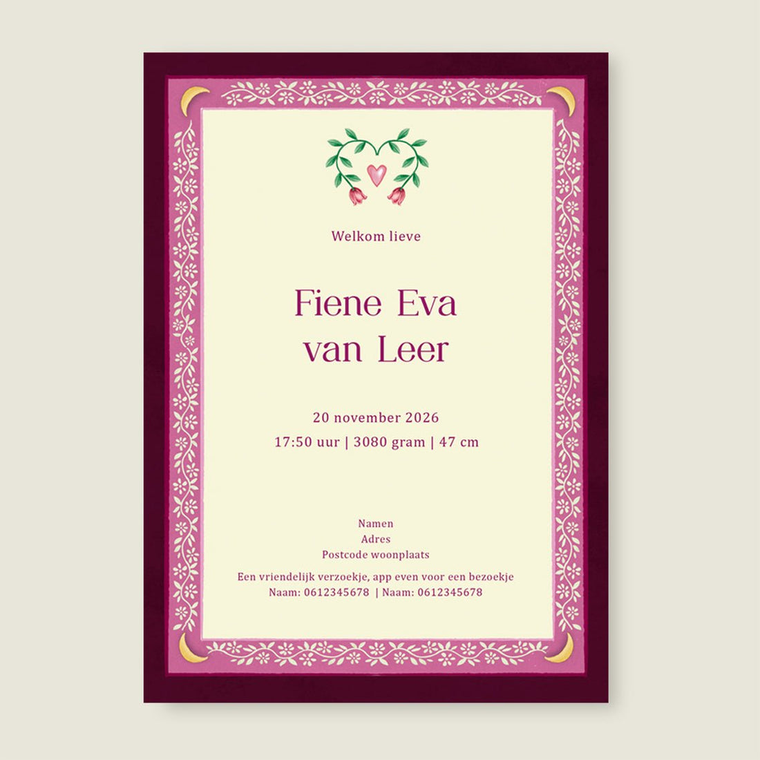 Geboortekaartje Moon Moth Red - Story of July