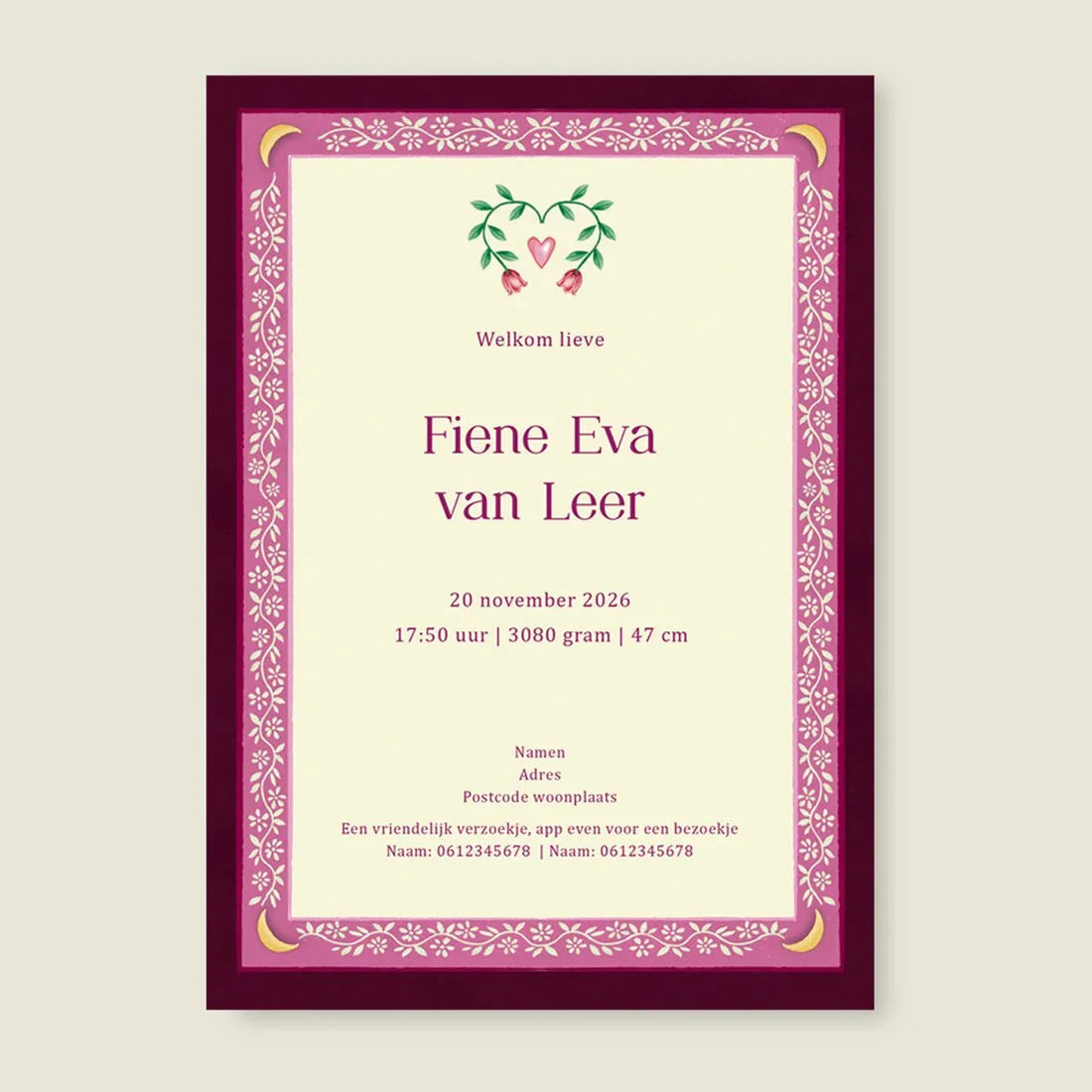 Geboortekaartje Moon Moth Red - Story of July