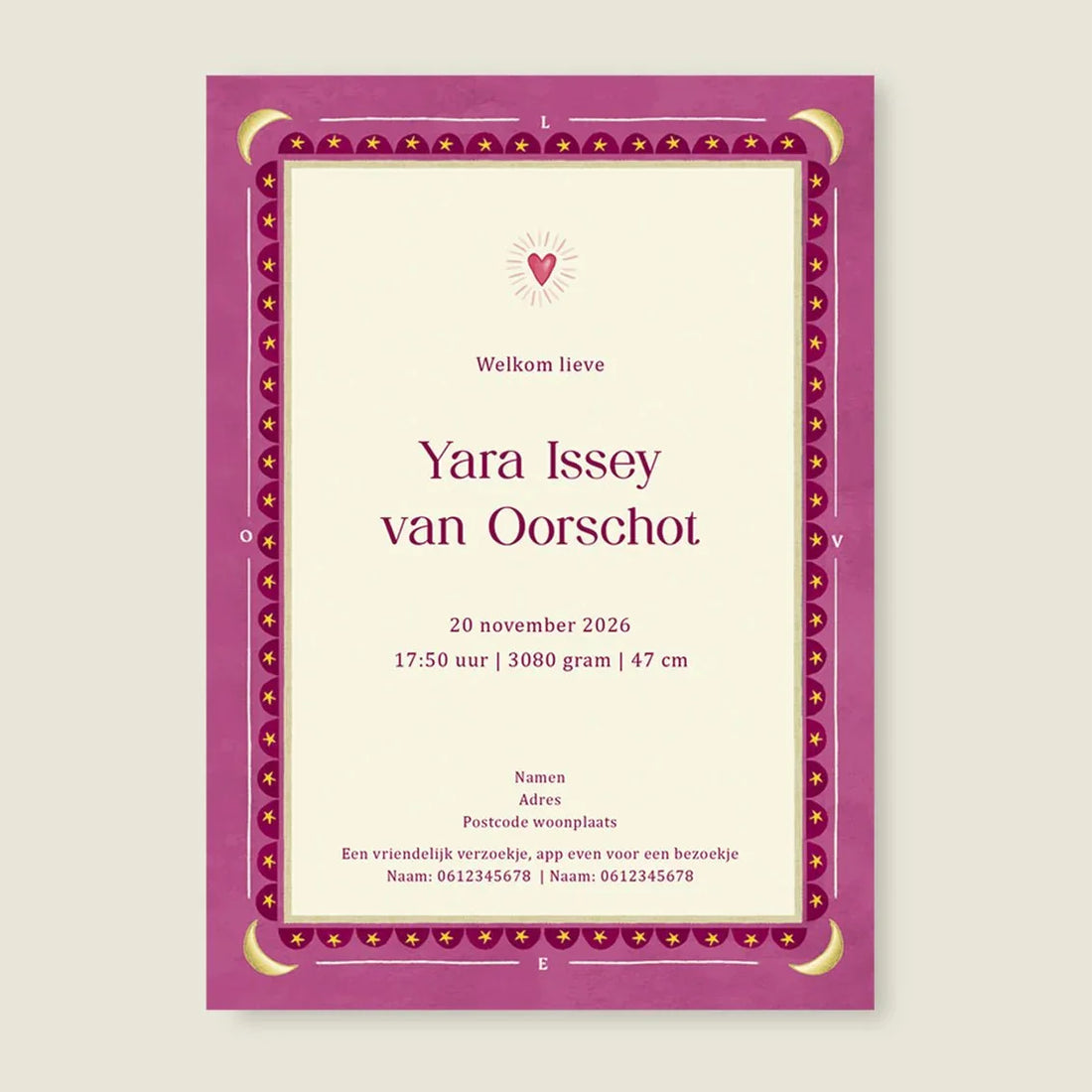 Geboortekaartje Moon Swan Red - Story of July