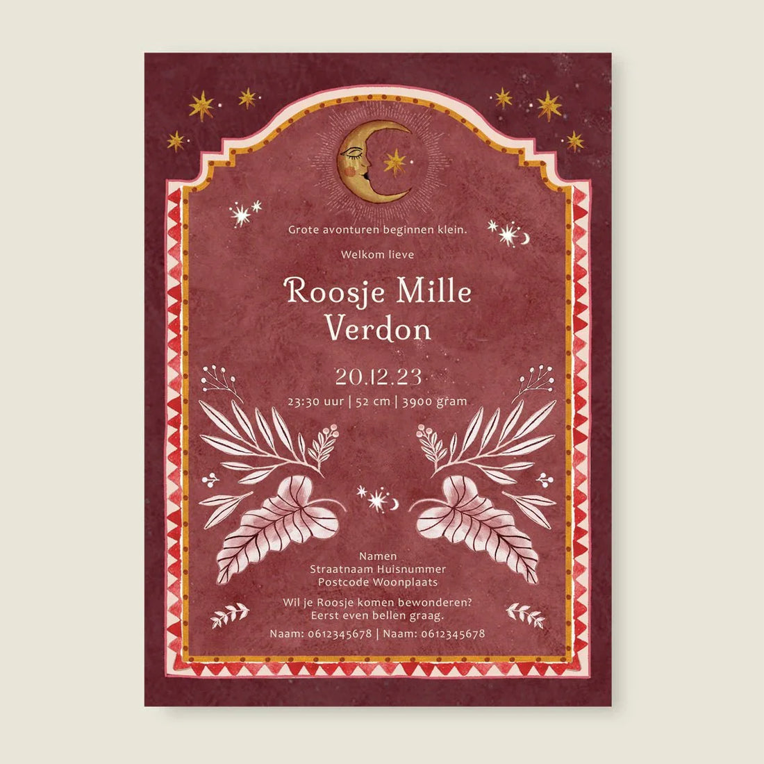 Geboortekaartje Moonchild Red - Story of July