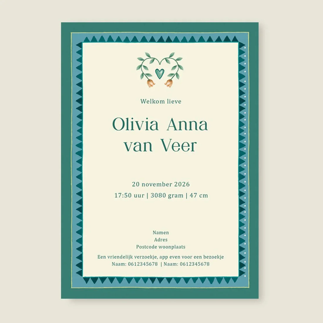 Geboortekaartje Oh Dear Butterfly Green - Story of July