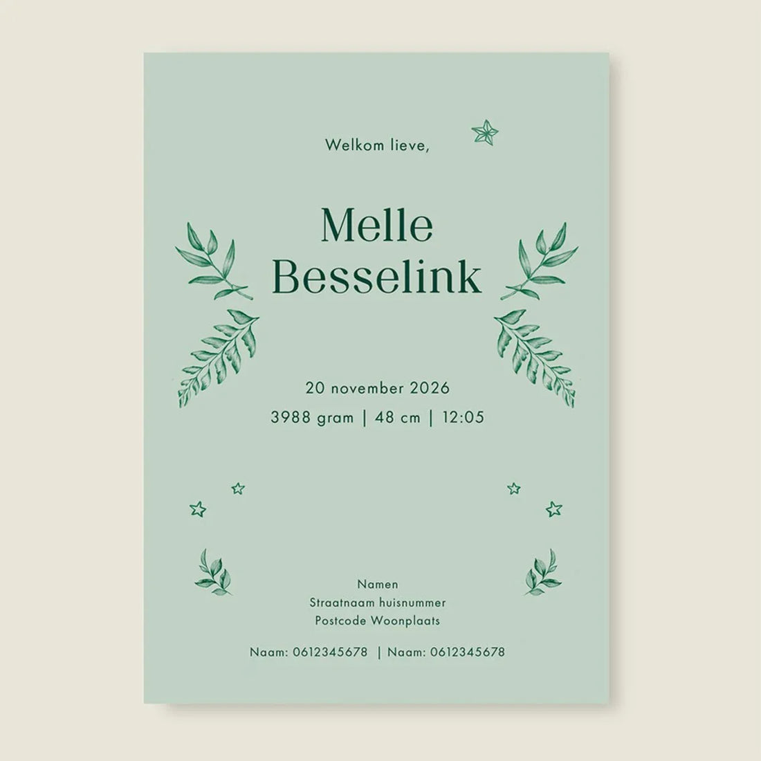 Geboortekaartje Oh Little Deer Green - Story of July