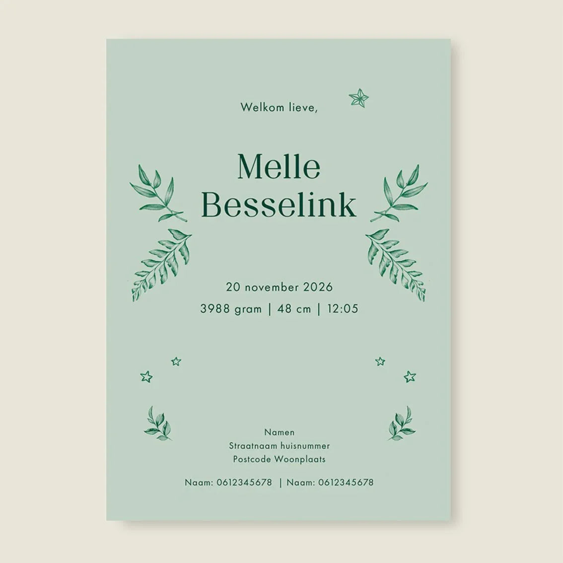 Geboortekaartje Oh Little Deer Green - Story of July