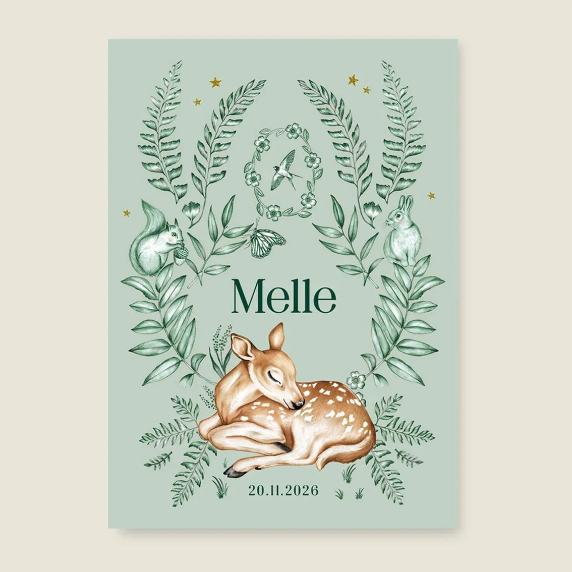 Geboortekaartje Oh Little Deer Green - Story of July