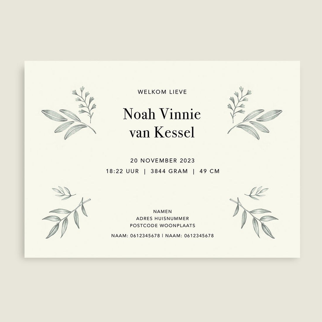 Geboortekaartje Panter Leaves - Story of July