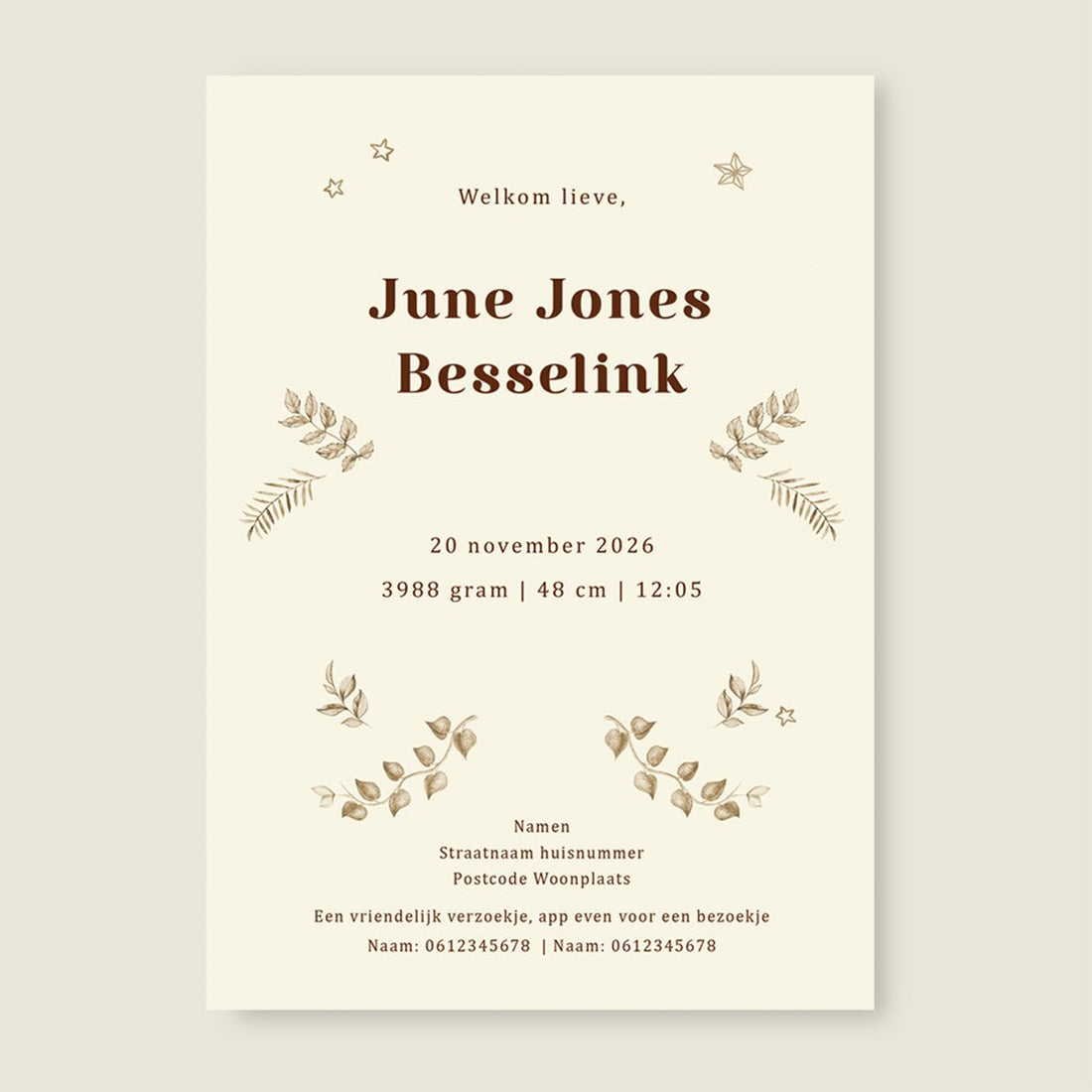 Geboortekaartje Sleeping Fox Terra - Story of July