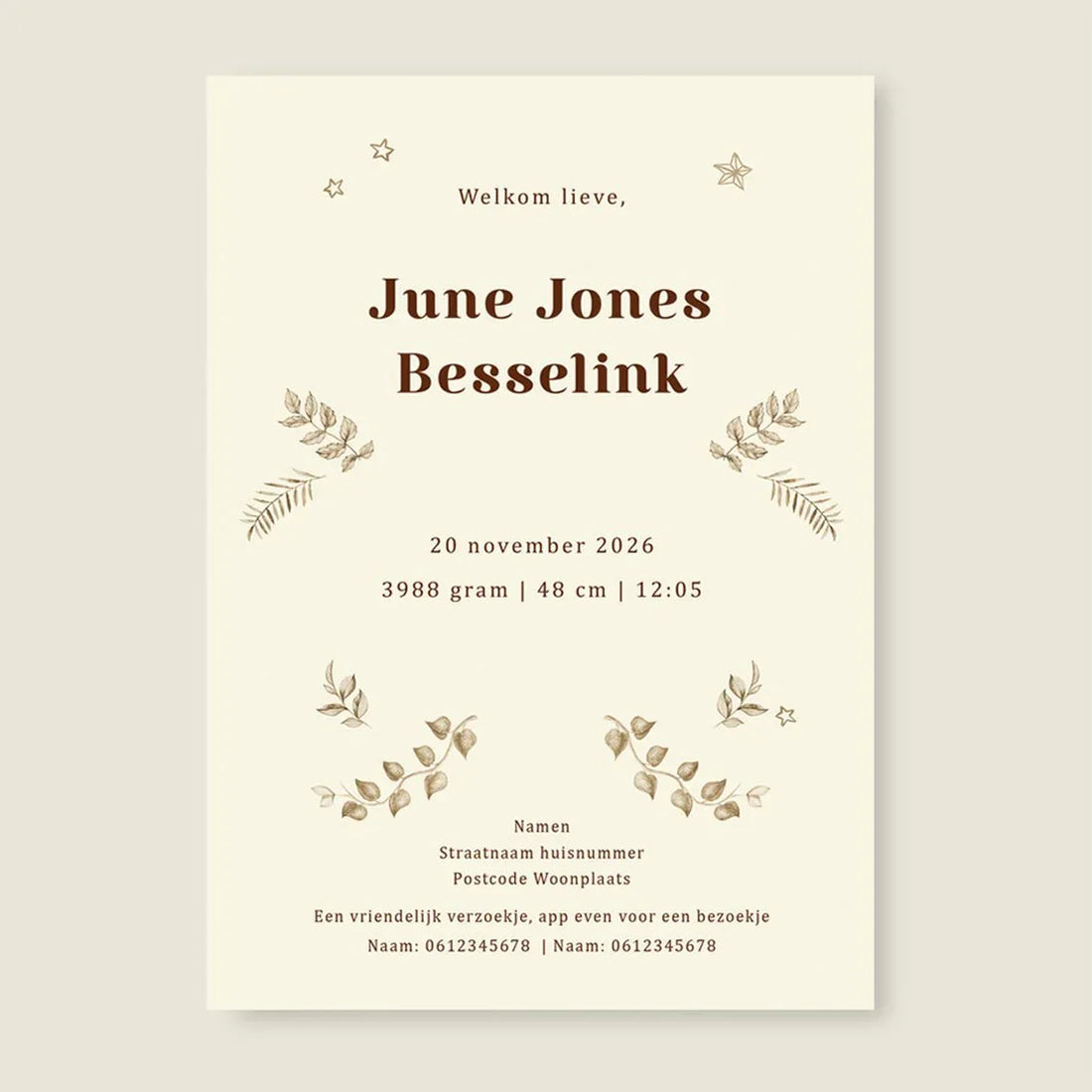 Geboortekaartje Sleeping Fox Terra - Story of July