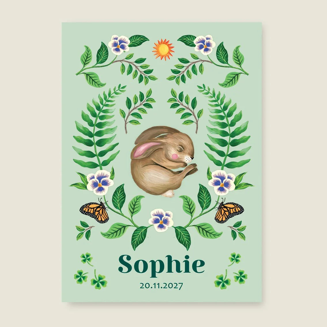 Geboortekaartje Sleeping Rabbit - Story of July