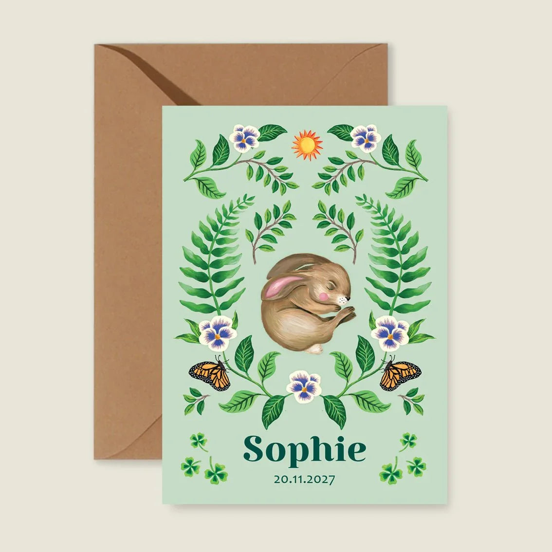 Geboortekaartje Sleeping Rabbit - Story of July