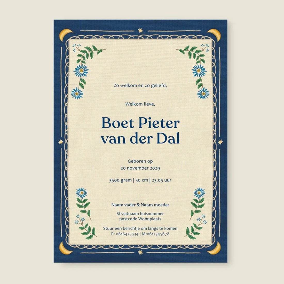 Geboortekaartje Sleeptight Dark Blue - Story of July