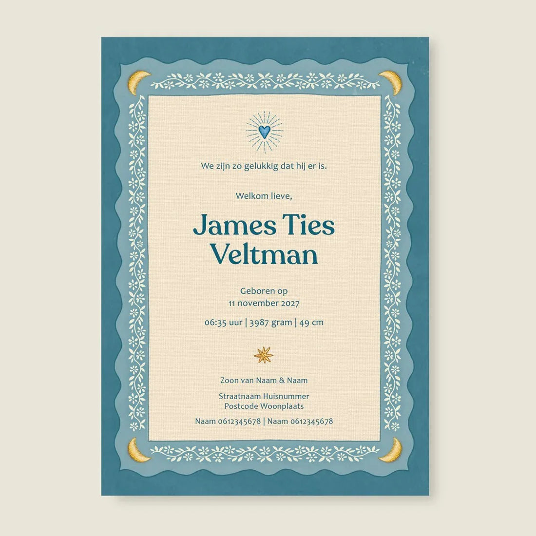 Geboortekaartje Sparrow Birds Light Blue - Story of July