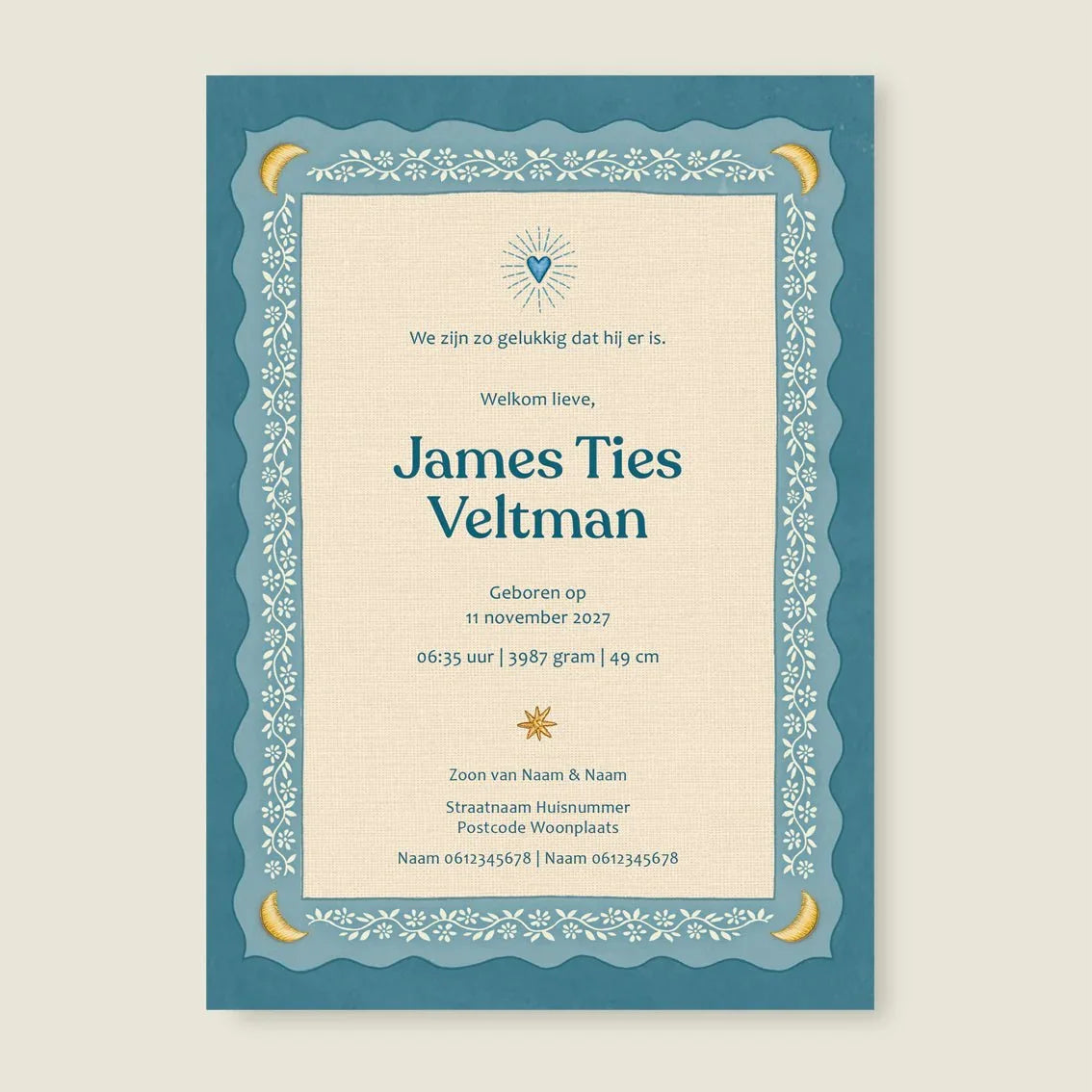 Geboortekaartje Sparrow Birds Light Blue - Story of July