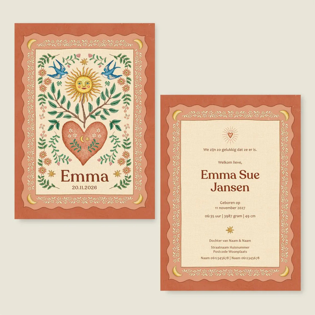 Geboortekaartje Sparrow Birds Terra - Story of July