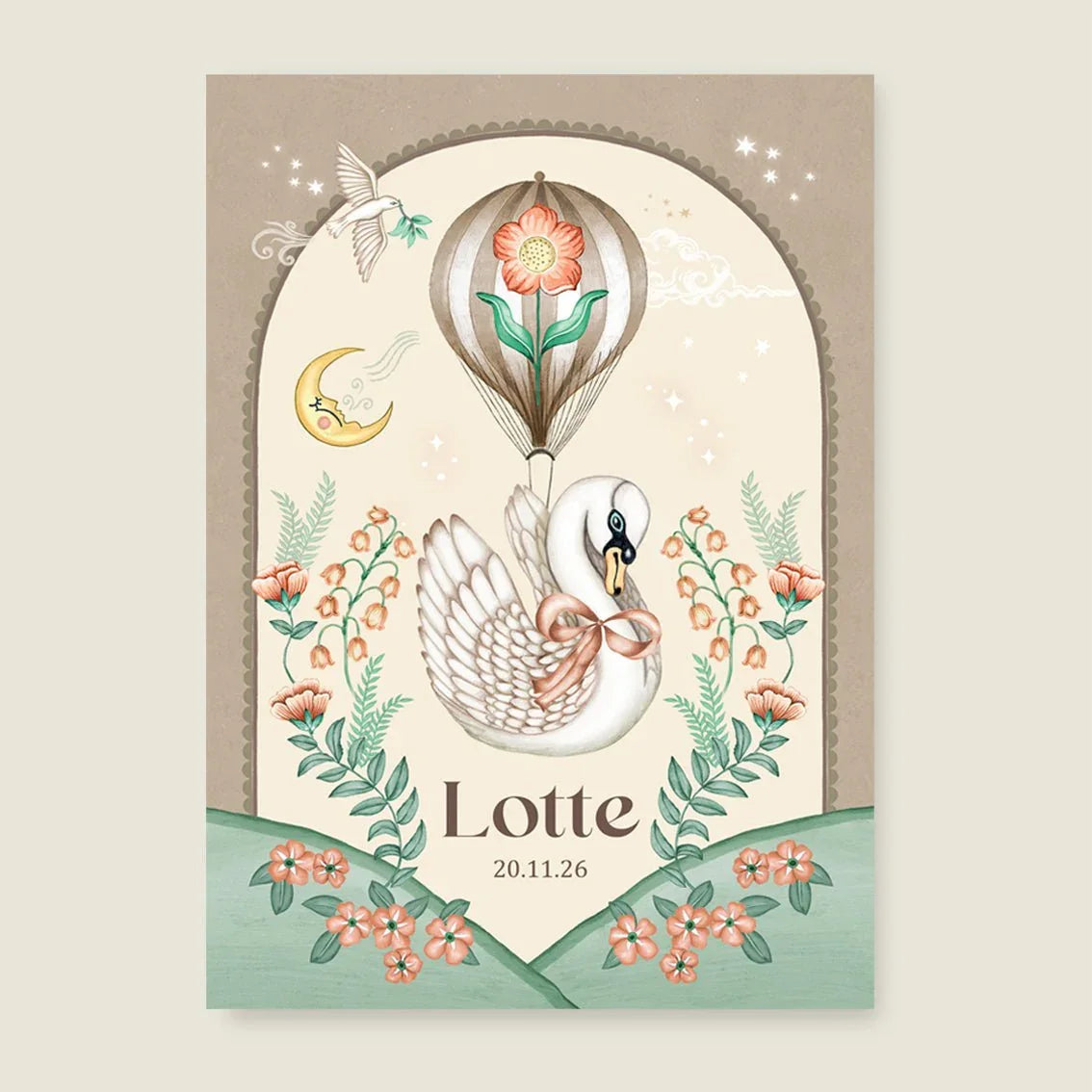 Geboortekaartje Swan Balloon - Story of July