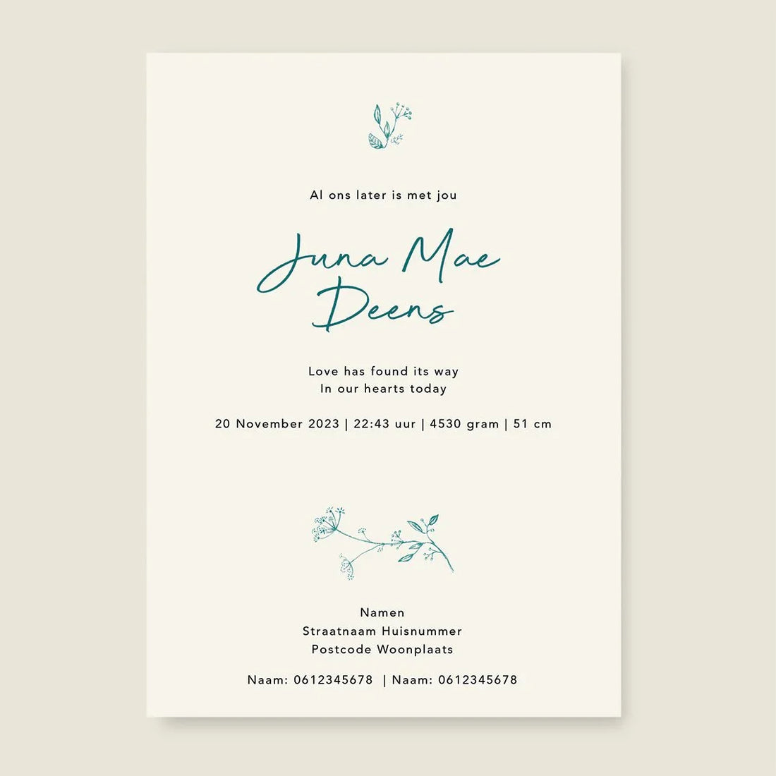 Geboortekaartje Swan Family Offwhite - Story of July