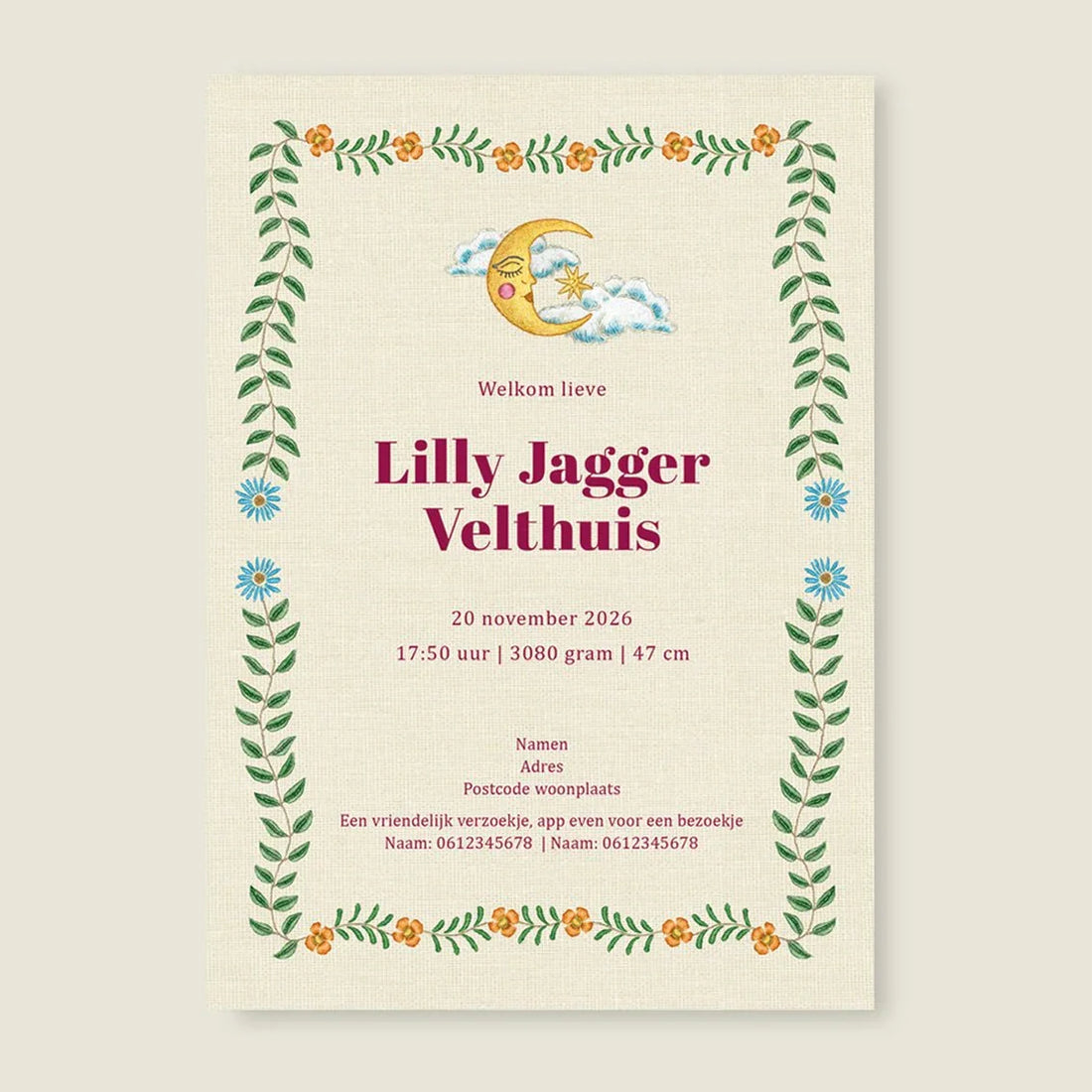 Geboortekaartje Swan Rose Offwhite - Story of July