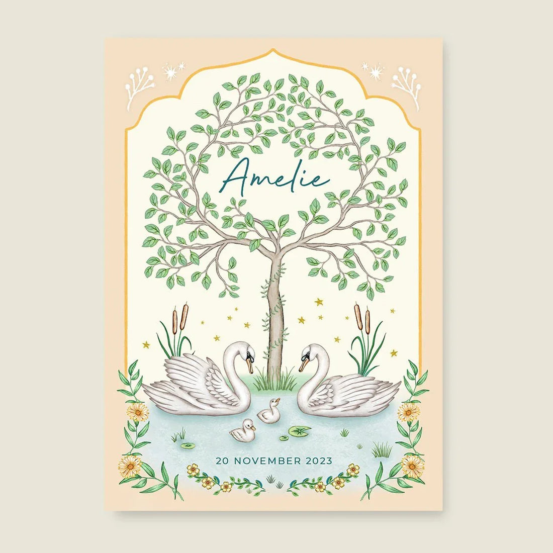 Geboortekaartje Swan Tree - Story of July