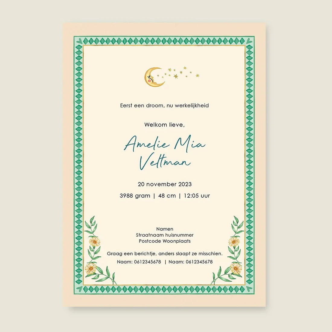 Geboortekaartje Swan Tree - Story of July