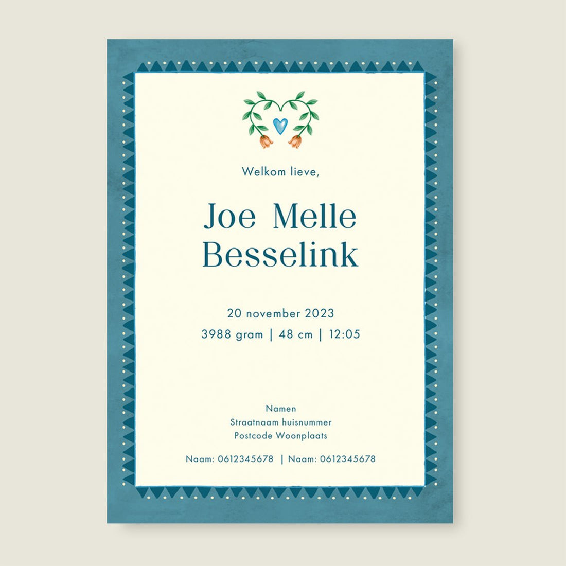 Geboortekaartje Two Dear Moonlight Blue - Story of July