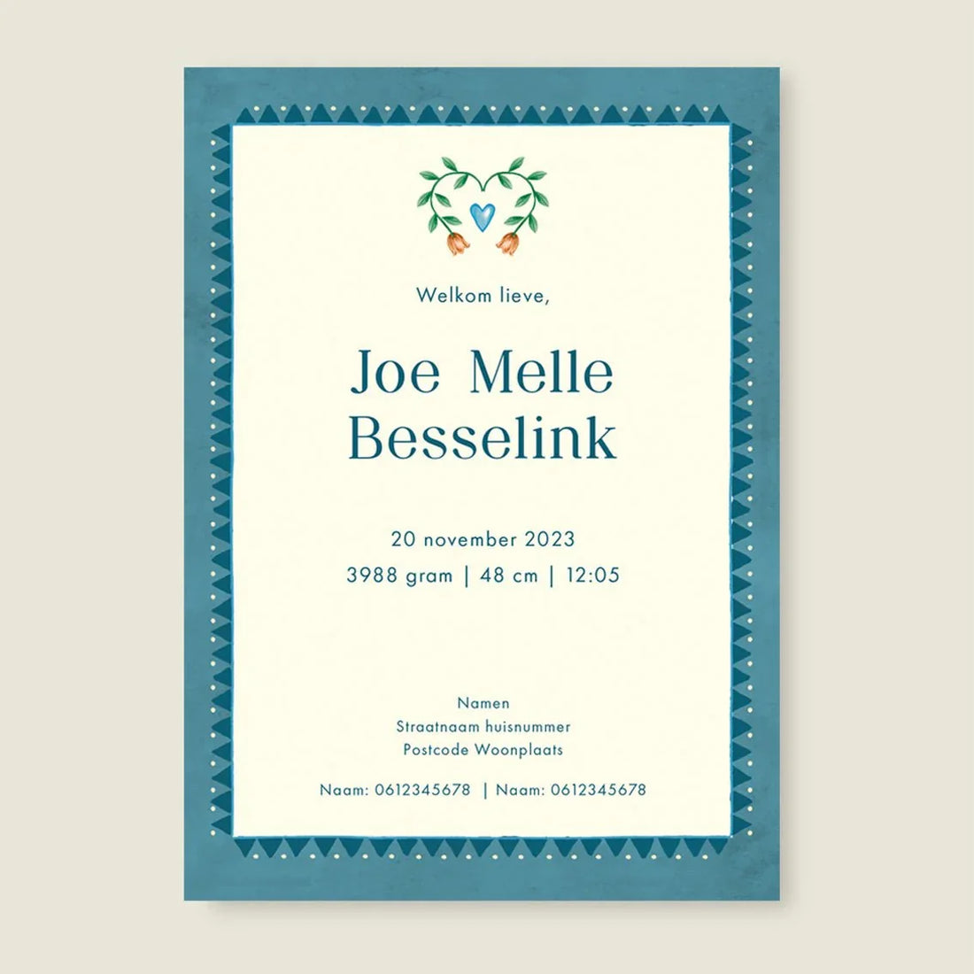 Geboortekaartje Two Dear Moonlight Blue - Story of July