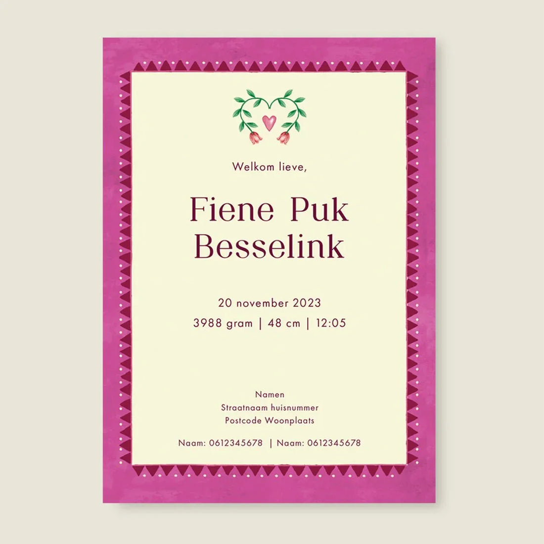 Geboortekaartje Two Dear Moonlight Red - Story of July