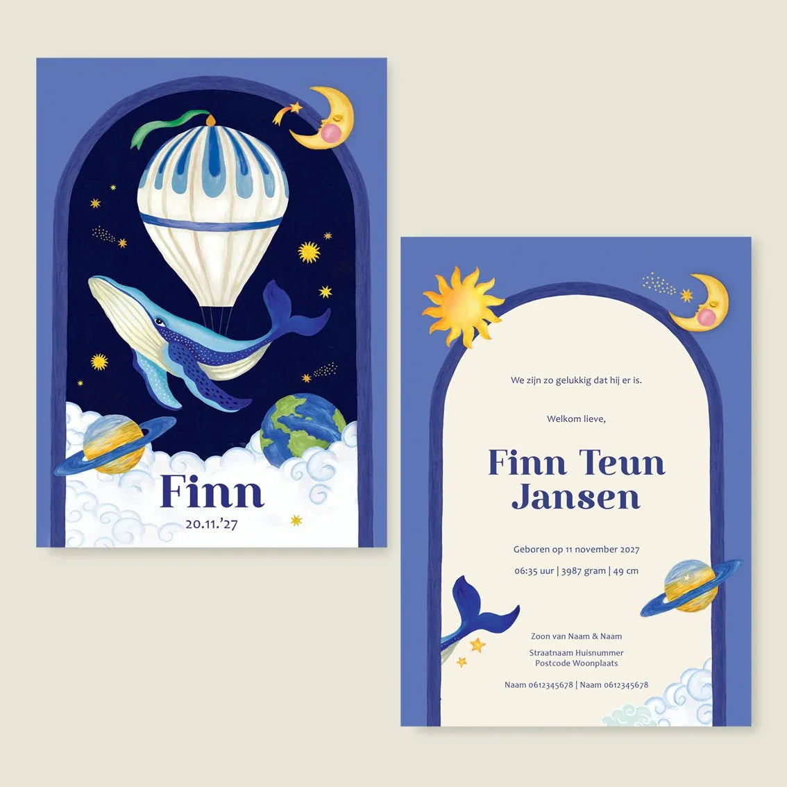 Geboortekaartje Whale In The Sky - Story of July