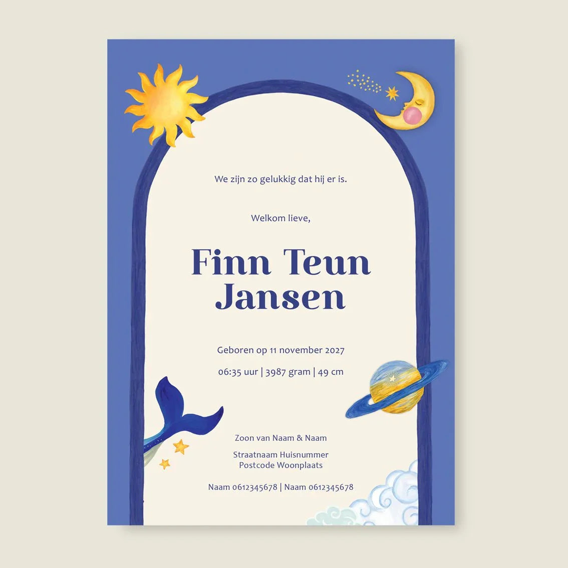 Geboortekaartje Whale In The Sky - Story of July