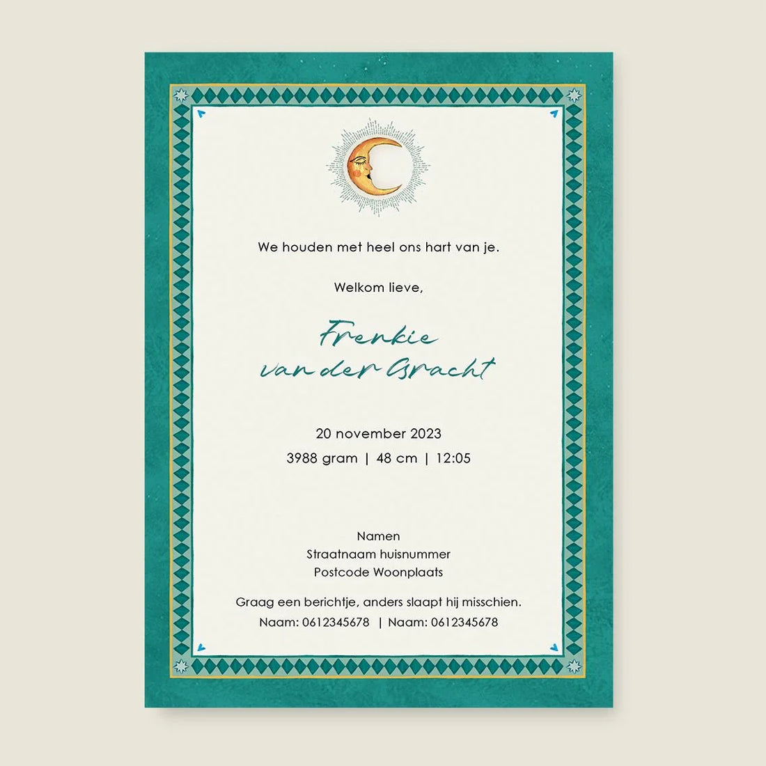 Geboortekaartje Zebra Palms Green - Story of July