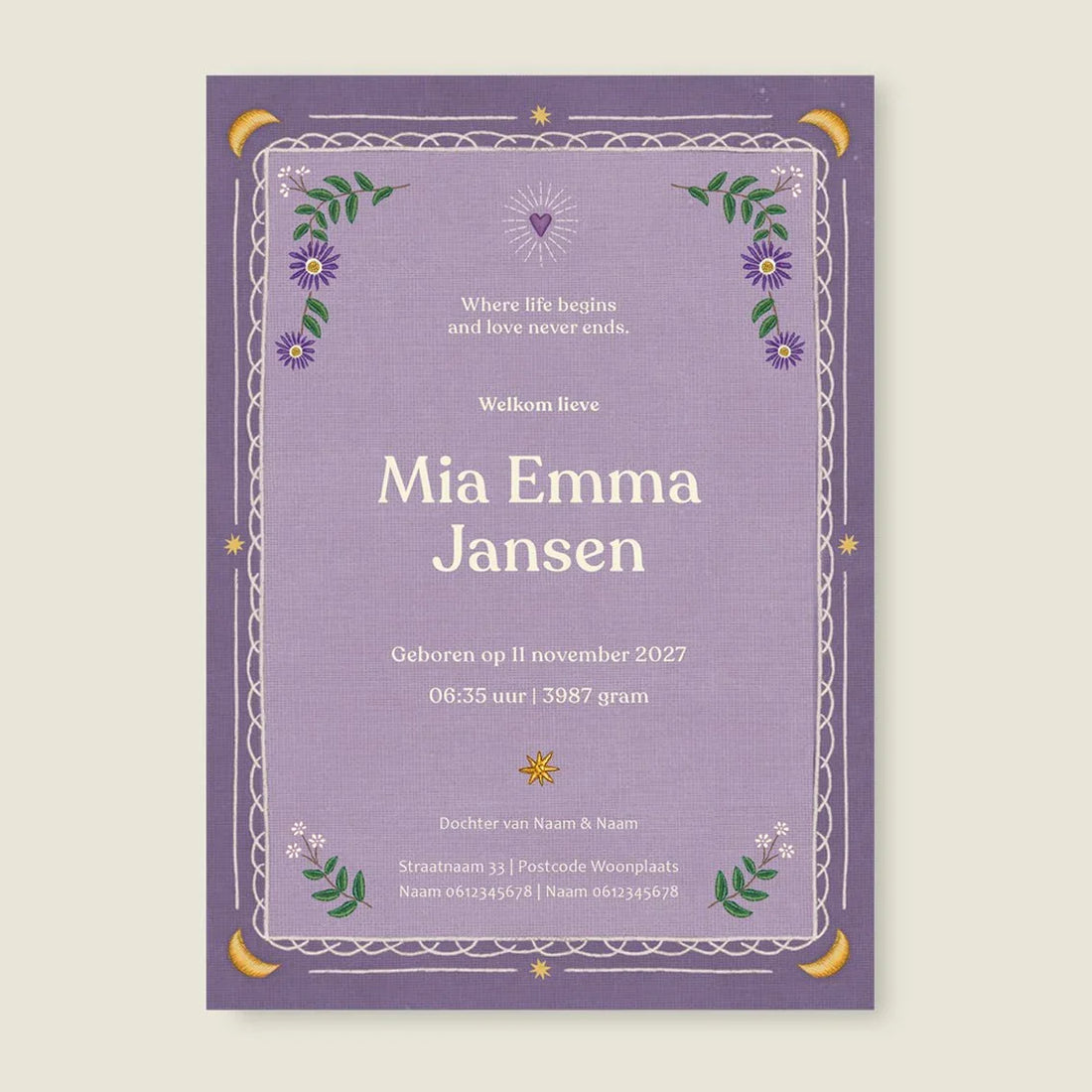 Heart Bird Paars - Story of July