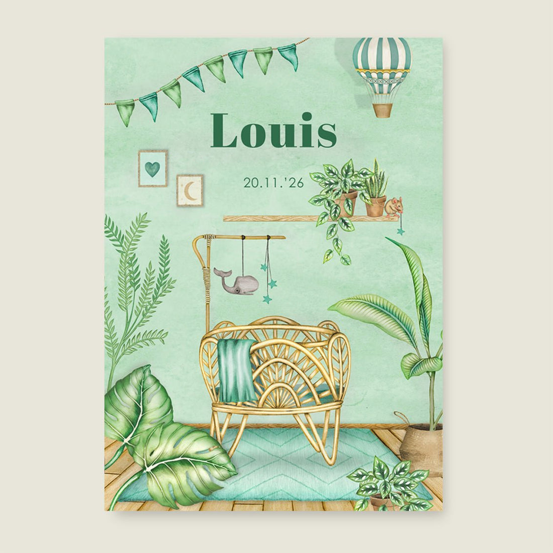 Print Baby Crib Green - Story of July