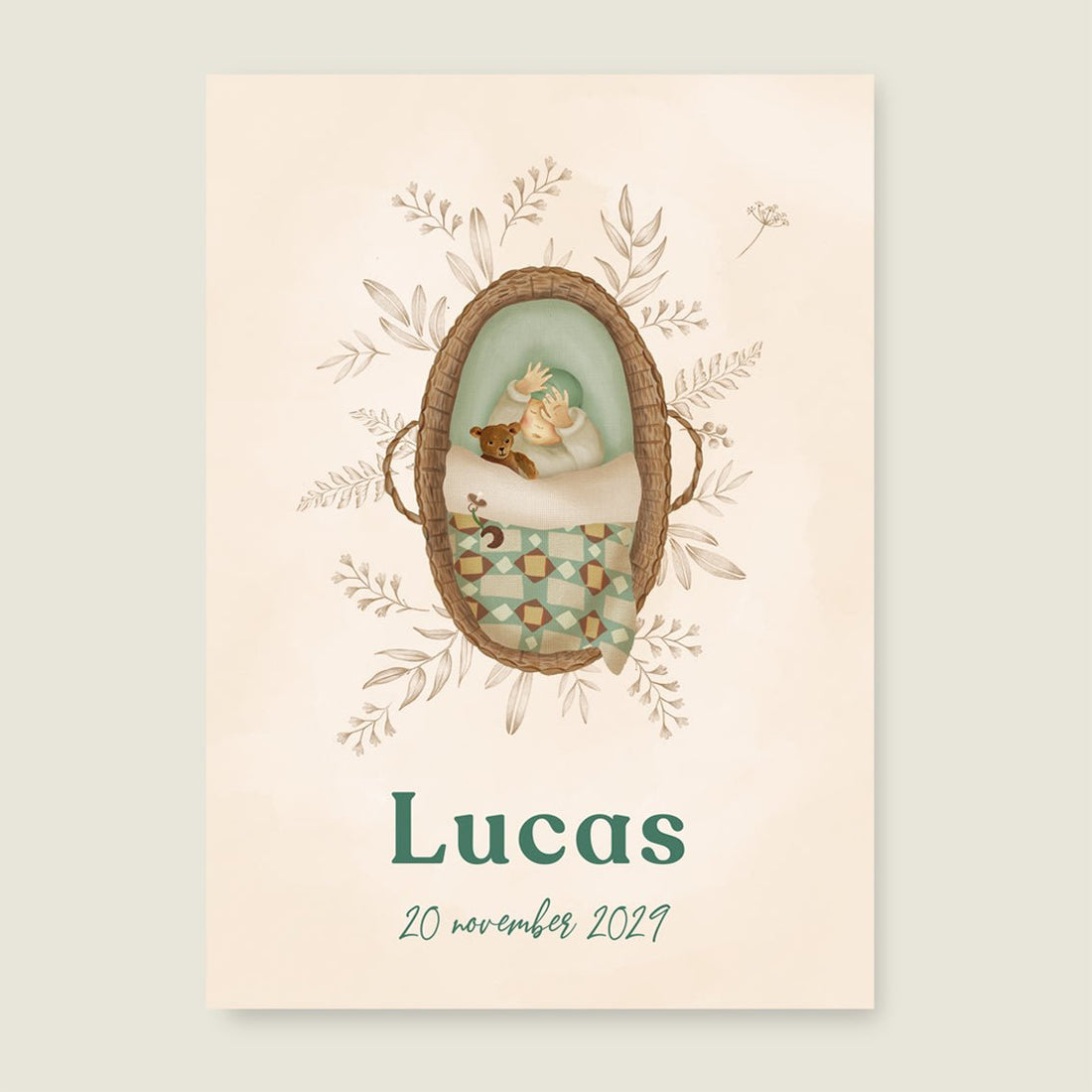 Print Baby Quilt Green - Story of July