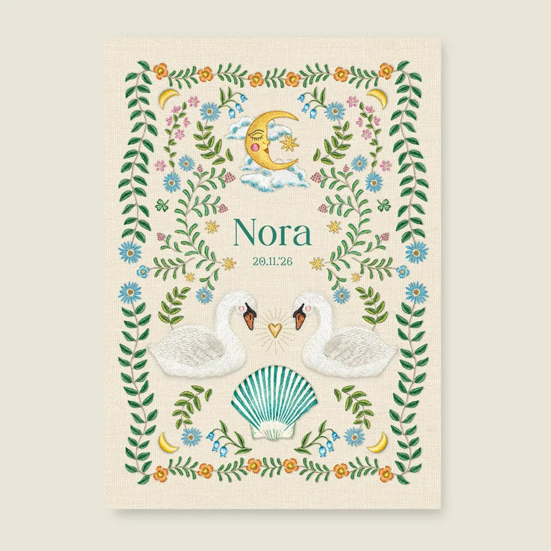 Print Embroider Swan Offwhite - Story of July