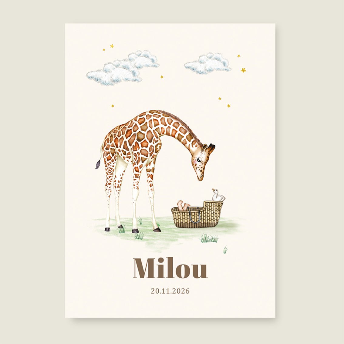 Print Giraffe Basket Offwhite - Story of July