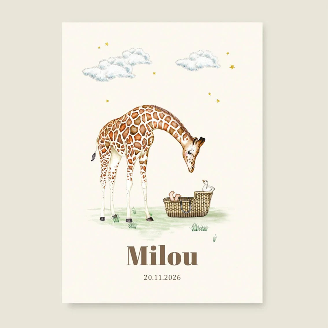 Print Giraffe Basket Offwhite - Story of July