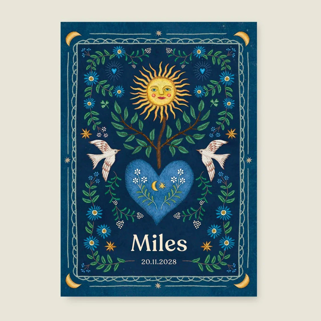 Print Heart Bird Dark Blue - Story of July