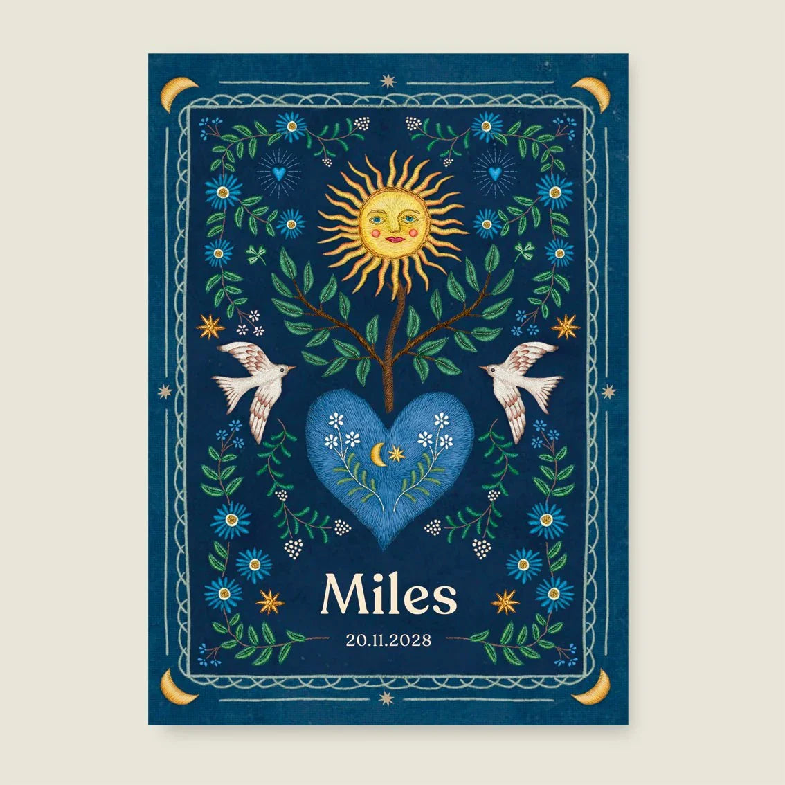 Print Heart Bird Dark Blue - Story of July