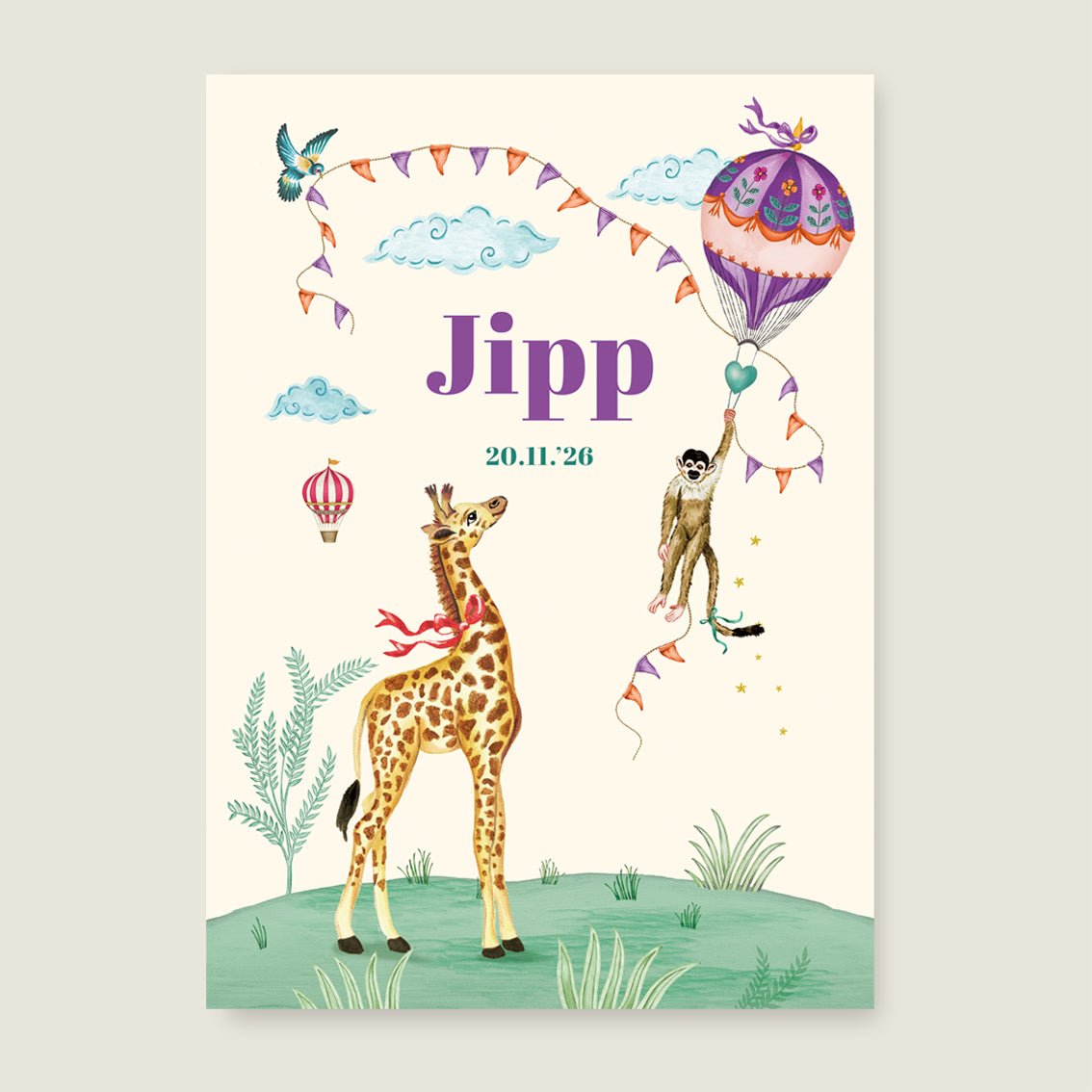 Print Monkey And The Giraffe - Story of July