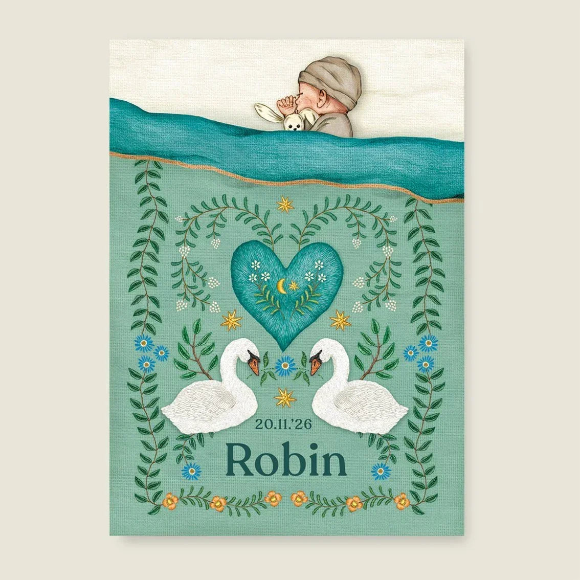 Print Sleep Tight Swan Green - Story of July