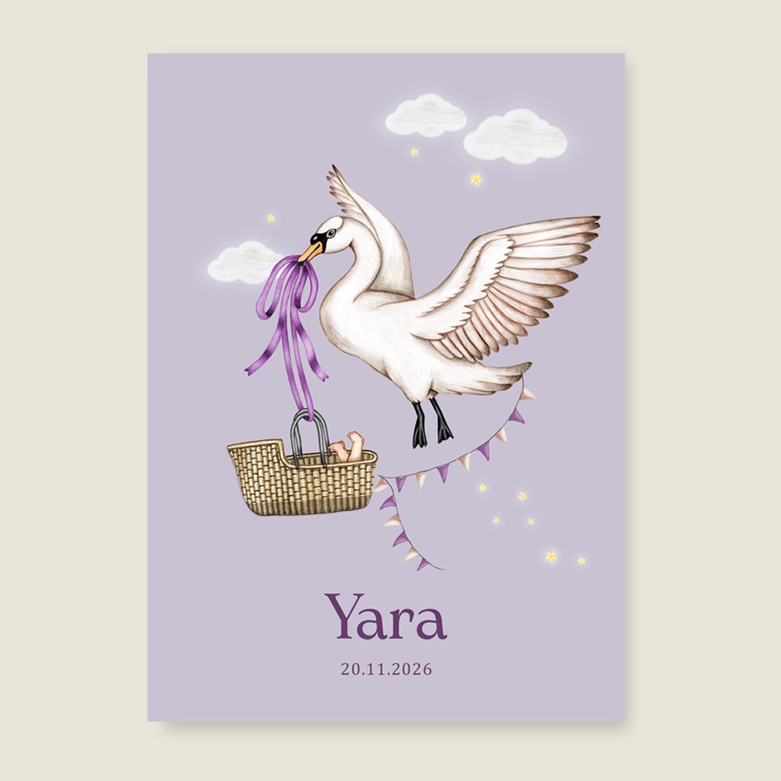 Print Swan Basket Lila - Story of July