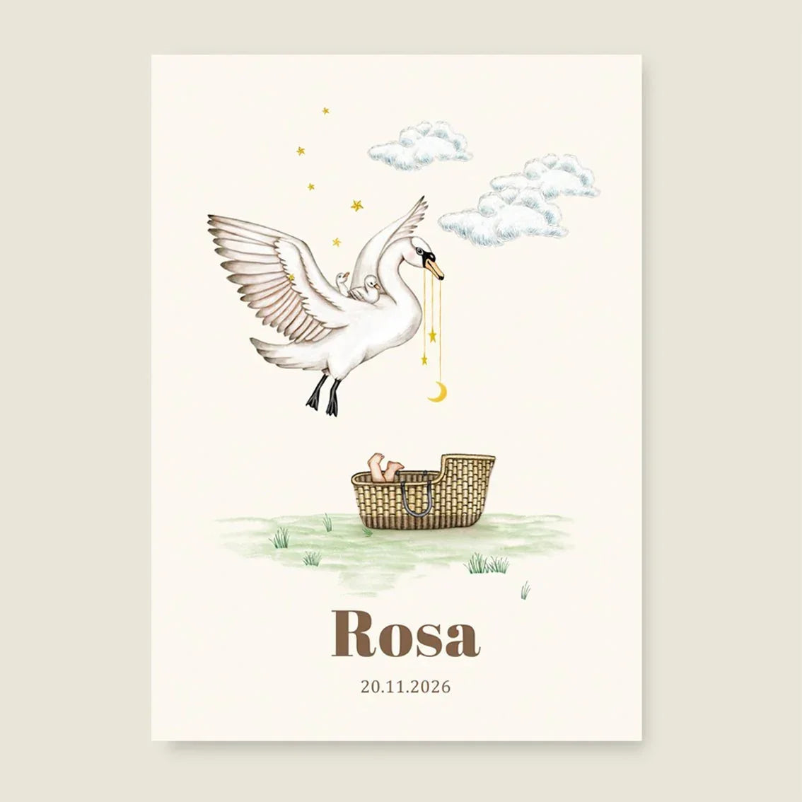 Print Swan Basket Offwhite - Story of July