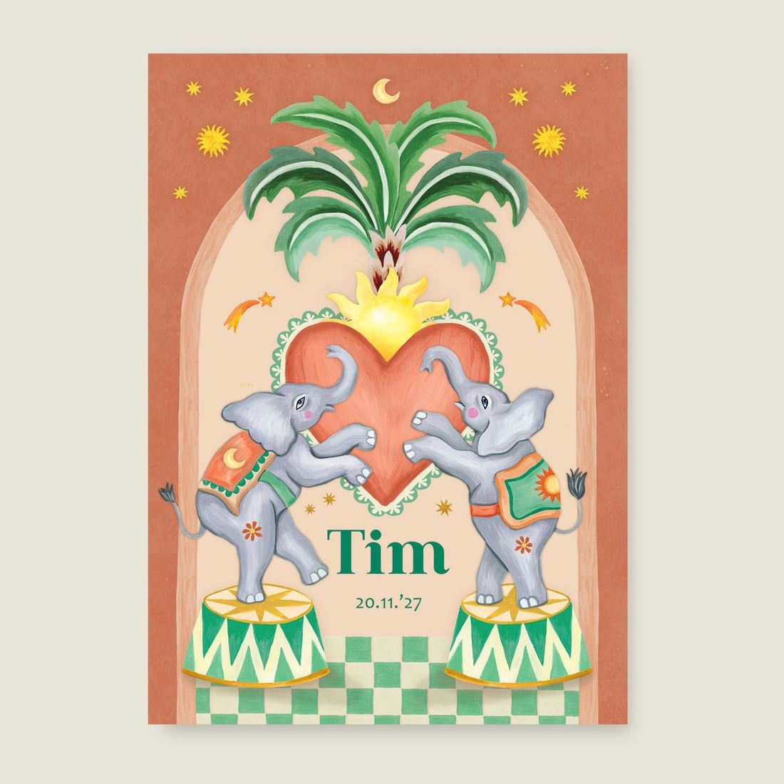 Print Two Happy Elephants - Story of July